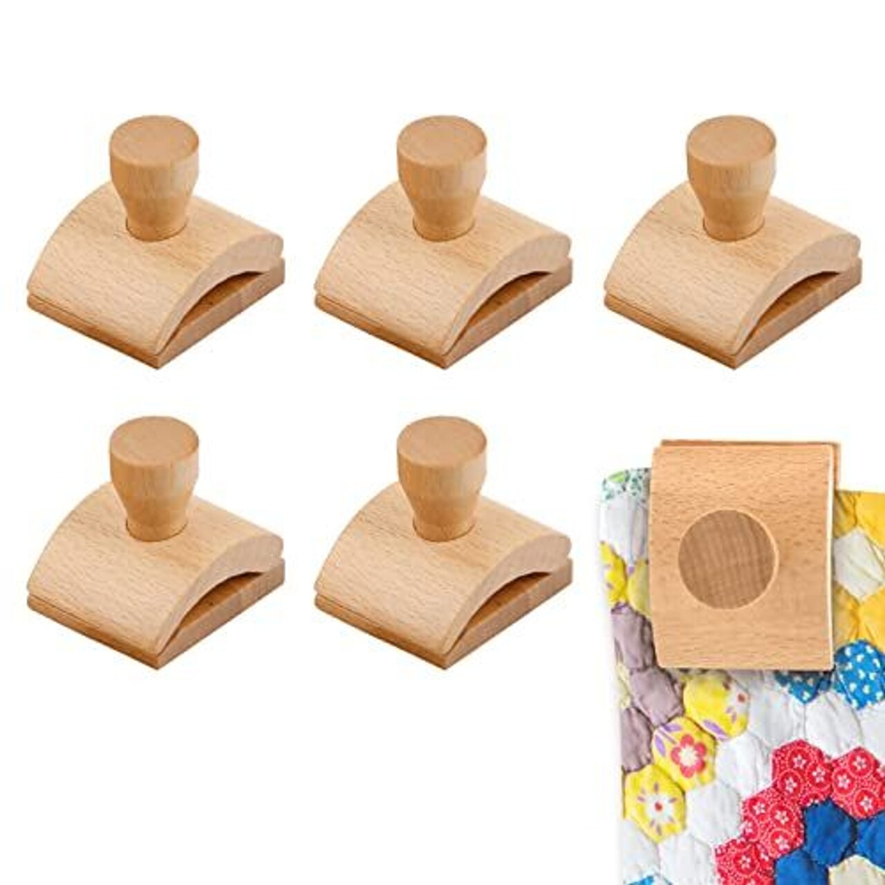 Impresa Quilt Hanger Clips - Extra-Wide Grip Quilt Hanging Hardware - Quick Install Tapestry Hangers for Walls - Versatile Rug Clips - 6-Pack, Light Brown, Wood